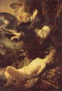 REMBRANDT Harmenszoon van Rijn The Angel Stopping Abraham from Sacrificing Isaac to God oil on canvas